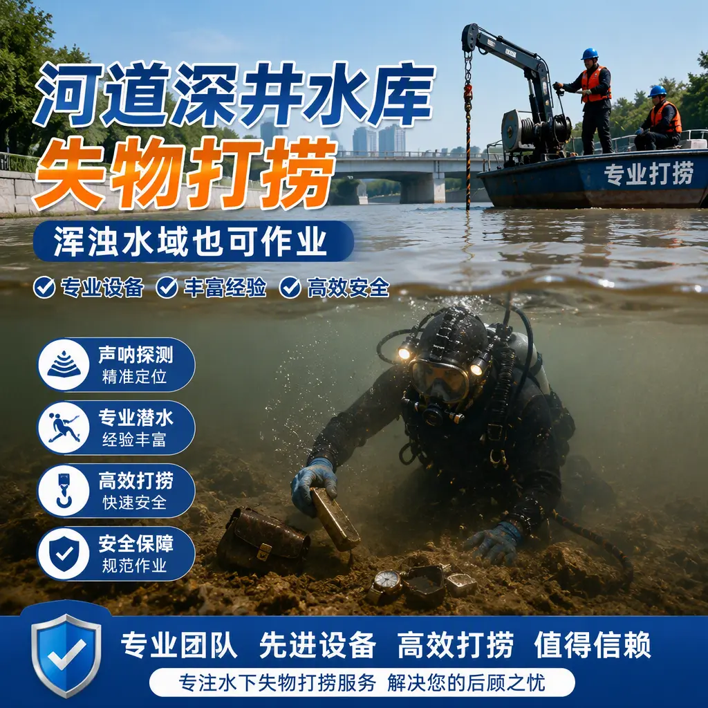 河道深井水库失物打捞，浑浊水域也可作业新抚
